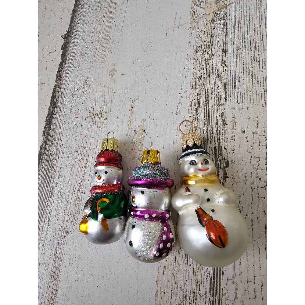 Mini glass ornament snowman‎ set Xmas tree